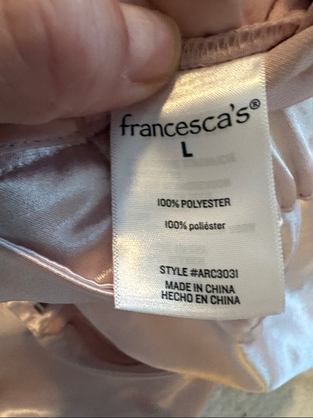 Francesca's Shimmery Light Blush Satin pants size large brand new with tags - Picture 7 of 8